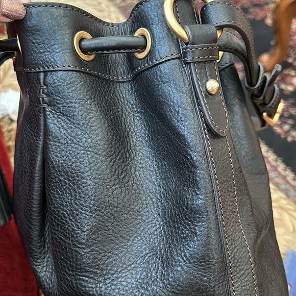 Authentic Dooney & Bourke Leather Drawstring Bag - Picture 12 of 15